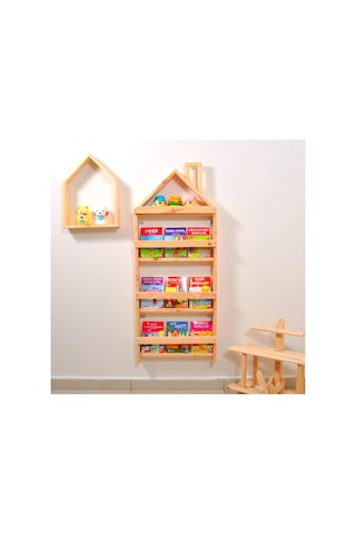 Markaawm Çocuk Odası Eğitici Montessori Mobilya Kitaplık Raf Duvar Rafı 4 Çok Renkli