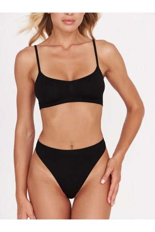 Mistirik Pisun Model Ince Askılı Pedli Spor Büstiyer Siyah Renk Siyah