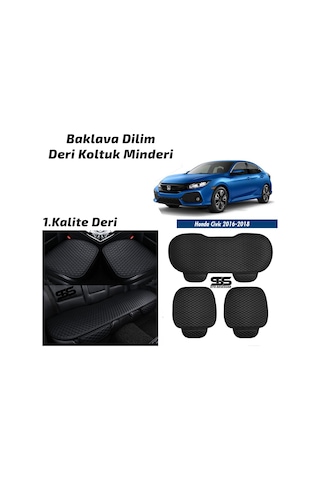 Honda Civic Fc5 2016-2020 Siyah Deri Oto Koltuk Minderleri