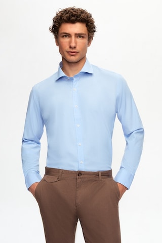 D'S Damat Ds Damat Slim Fit Mavi Italyan Yaka Dar Kesim Klasik Kravatlık Uzun Kollu Kolay Ütülenebilir Nefes 2HF02ORT5185 Mavi