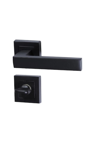 Kare Rozetli Kapı Kolu Wc Siyah 1 Takım Arkalı/önlü Sağ Kapı Kolu 2 Yıl Alüminyum