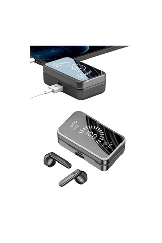 Powerbankli Bluetooth Kulaklık Yüksek Ses Aynalı Çift Dijital Gösterge Ekranı
