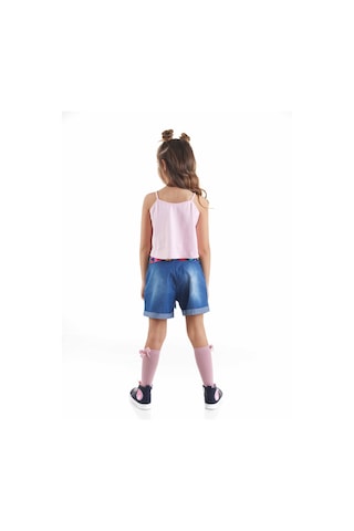 Denokids Mshb&g Çiçek Bahçesi Kız Çocuk T-shirt Denim Şort Takım Çok Renkli