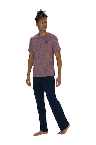 U.s. Polo Assn. Erkek Bordo Flamlı Yuvarlak Yaka Pijama Takımı Kırmızı