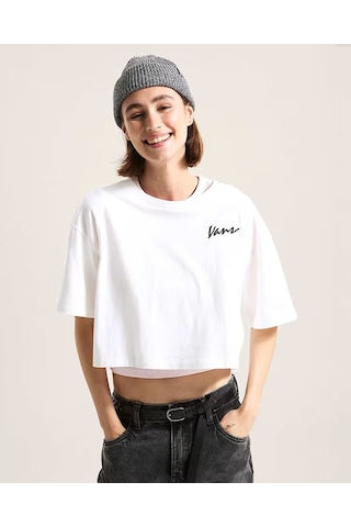 Vans Classic Script Kadın Beyaz T-shirt - Vn000qdf