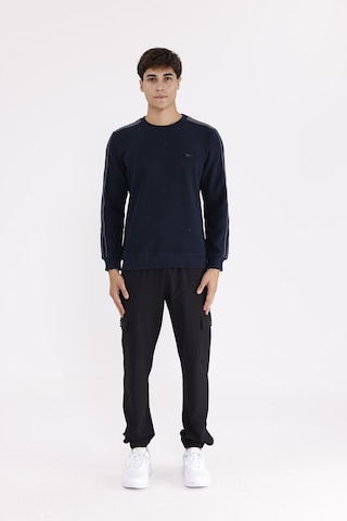 Rowinger Selanik Doku Yumuşak Tutuşlu Rahat Kalıp Yuvarlak Yaka Esnek Manşetli Sweatshirt Navyblue