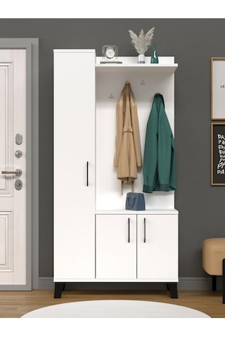 Kuzeylife Linea Portmanto Vestiyer Ayakkabılık Beyaz