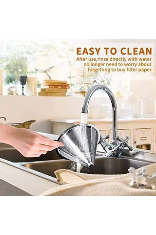 Takım Kahve Filtresi Yeniden Kullanılabilir Paslanmaz Çelik Kahve Filtresi Dökün Yavaş Damlama Tahliye Ve Bardak Tutucu İle Fırça