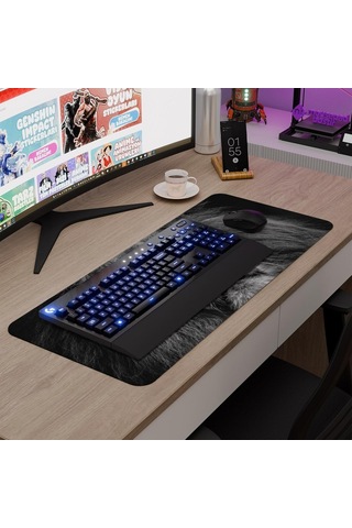 Aslan Oyuncu Gaming Mouse Pad Kauçuk Kaymaz Taban Mousepad V4, 70x30 Xl