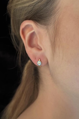 14 Ayar Altın Nazarlık Detaylı Küpe 001