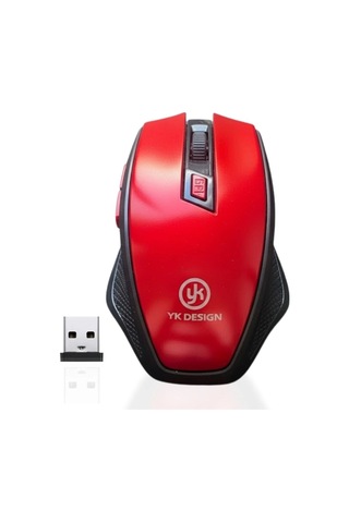 Kırmızı Renkli Baş Parmak Destekli Ergonomik Sessiz Kablosuz Mouse Usb Alıcılı, Ofis Ve Oyun İçin Konforlu Diğer