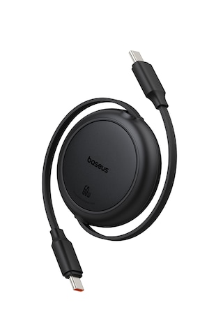 Baseus Free2pull Mini Makaralı Usb-c To Usb-c 100w Hızlı Şarj Ve Data Kablosu, Siyah 100 Cm
