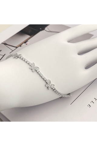 Su Yolu Bileklik Kelebek Model 316l Paslanmaz Çelik Silver 17+2 Cm Gümüş