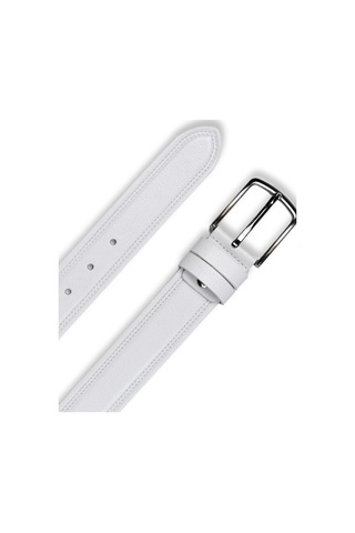 Mft Leather Hakiki Deri Erkek Kemer Çift Dikişli, 4cm, Beyaz 8789 Beyaz