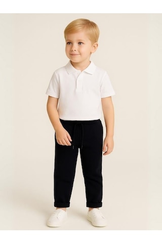 Çocuk Beli Lastikli Jogger Eşofman Alt-16089 Lacivert