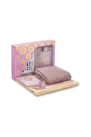 Pratik Başörtülü Tek Parça Namaz Elbisesi Ve Seccade Seti Gül Kurusu Gül Kurusu