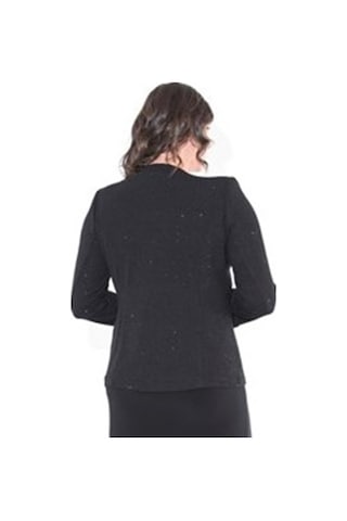 Ladies First Büyük Beden 3115 Siyah Ceket+Atlet Abiye Ikili Takım