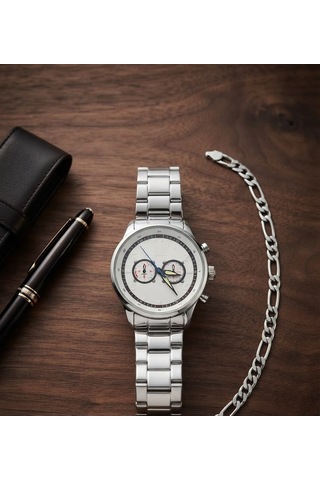 Erkek Kol Saati Bileklik Hediyeli Metal Kordon Çelik Kasa Analog Quartz Kronograf Görünümlü Gümüş Renk Şık Klasik Spor Erkek Saati Cp22 Çok Renkli 36955660