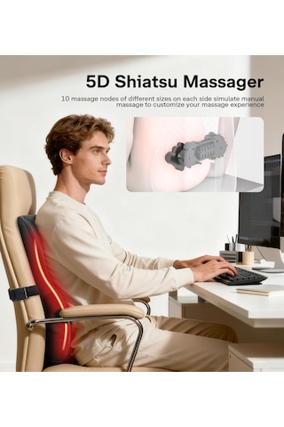 Masaj Cihazı, Alljoy Isıtmalı Boyun Masajı, 5d Yoğurma İle Ağrıyı Hafifletmek İçin Shiatsu Sırt Masajı, Omuzlar, Sırt, Bacaklar İçin Masaj Yastığı, Erkekler, Kadınlar, Anne, Baba İçin Hediye
