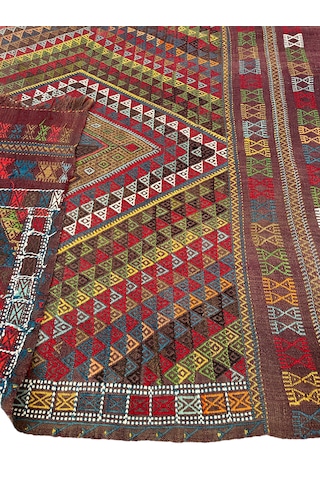 El Dokuma Antika Obruk Kilimi 135x170 Kök Boya 130 Yıllık Koleksiyonluk Kilim
