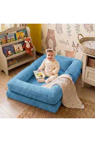 Miniwood Montessori Yatak Oyun Alanlı Bebek Yer Yatağı Sünger Çocuk Karyola 104 x 150 CM