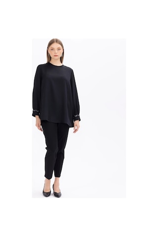 Scl Bisiklet Yaka Kol Detaylı Siyah Kadın Bluz 2321001002 001