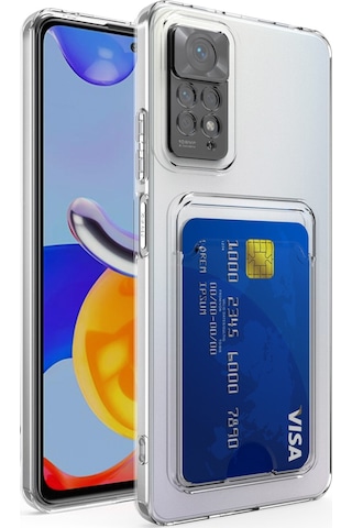 Kvy Xiaomi Redmi Note 11 Kamera Korumalı Kartlıklı Setra Şeffaf Silikon Kılıf