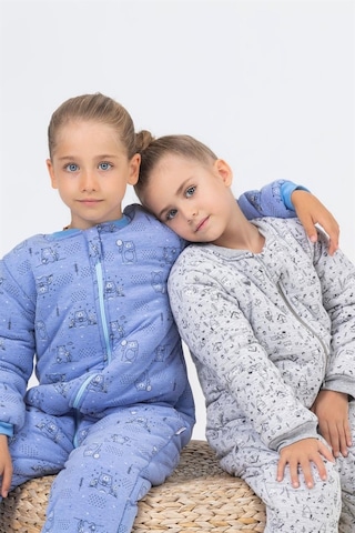 Cantoy Kız Erkek Çocuk Kalın Elyaf Dolgulu Premium Kalite 2.5 Tog Desenli Uyku Tulumu Açık Gri