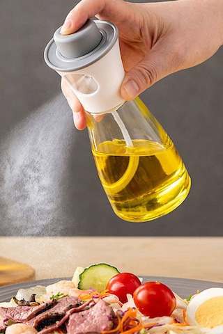 220 Ml Yağdanlık Çok Amaçlı Spreyli Cam Yağ Ve Sirke Şisesi Yağlık Beyaz