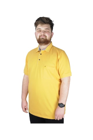 Mode Xl Battal Beden Erkek Tshirt Polo Yaka Cepli Klasik Pike 20552 Hardal 001