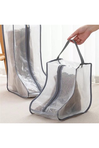 Xiaaokeji Kadın Uzun Ve Kısa Bot Saklama Çantaları, 2 Büyük+2 Küçük Seyahat İçin Gri