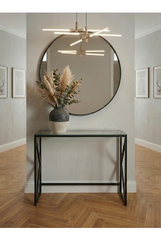 Lumina Modern Antre Dresuarı - 4mm Temperli Camlı Metal Konsol - 100x30 Cm Siyah