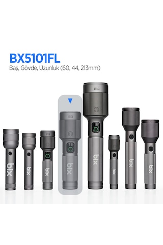 Bix Bx5101fl 60w Led 2300 Lümen Şarjlı Uzun Menzilli El Feneri Gri
