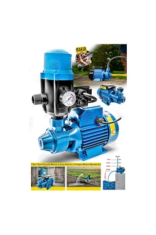 Monofaze 220v Turbo Motor-0.5hp 1" Bakır Sargılı Paket Hidrofor Sistem Su Pompa Motoru Dinoması Set