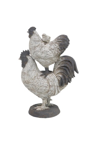 Çiftlik Evi Polystone Horoz Heykel, 8" X 5" X 12", Beyaz Diğer
