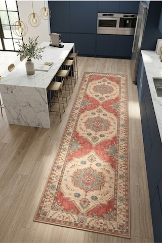 Yolluk Halı Kaymaz Taban Yıkanabilir Leke Tutmaz Kilim Özel Ölçü Koridor Halısı 3027-1 Çok Renkli
