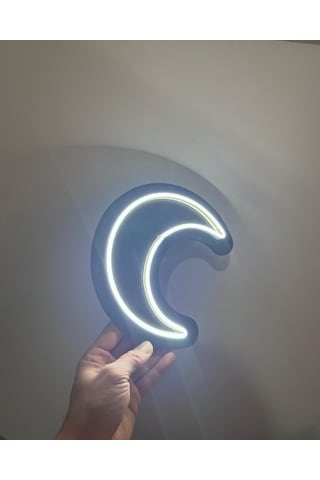 Dgrk Led Ay Figürlü Dekoratif Duvar Aydınlatması Mdf Beyaz
