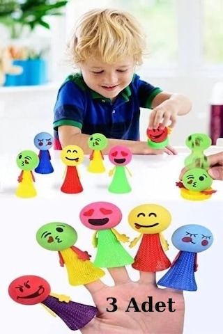 Zıplayan Oyuncak Emojili Zıp Zıp Oyun 3 Adet Pinyata İçi Parmaklara Takılan Emoji Top Bas Fırlat