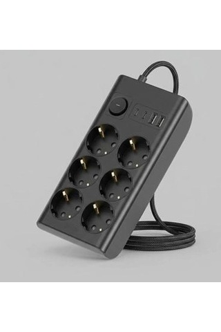 Akım Korumalı 6 Lı Priz 2xusb 2xtype-c Çıkış Yüksek Gerilim Koruma Çoklu Priz Çoğaltıcı 0 - 2 M