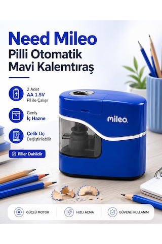 Mileo Pilli Otomatik Mavi Kalemtraş
