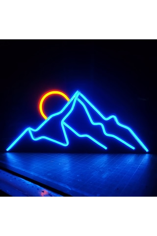Dağ & Güneş Neon Led 3d Baskı Çok Renkli