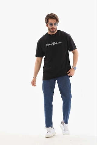 Modi Erkek Baskılı T-shirt Kısa Kol Bisiklet Yaka Regular Fit Rahat Kalıp Günlük Tişört - Siyah - Mymg185503
