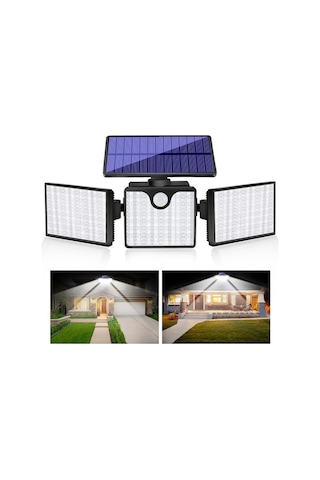 Ebitda Güneş Enerjili Sensörlü Duvar Lambası, Ip65 Su Geçirmez, 300lm, 6000-7000k, Bahçe Işıkları