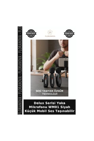 Delux Serisi Yaka Mikrofonu Wm01 Siyah Küçük Mobil Ses Taşınabilir