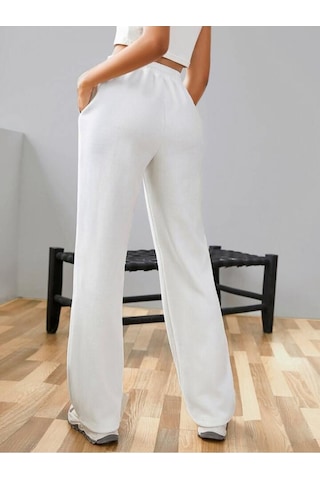 Kallima Kışlık Polarlı Yüksek Bel Beyaz Bol Paça Eşofman Altı Siyah