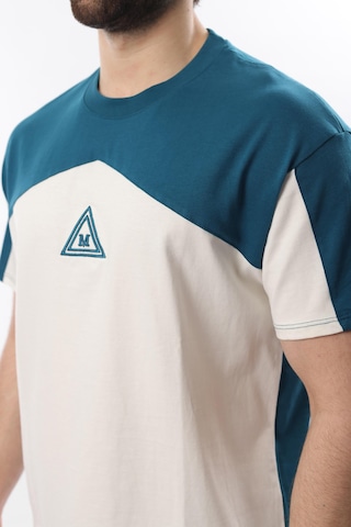Madmext Petrol Mavisi Overfit Garnili Erkek T-shirt E7104 Petrol Mavisi
