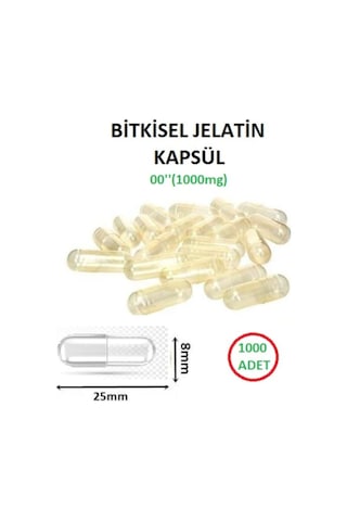 Boş İlaç Kapsülü 00'' Büyük Boy Şeffaf Bitkisel 1000 Adet