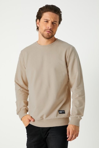 Mmetalic Erkek Basic Bisiklet Yaka Bej Weatshirt Bej