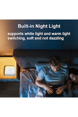 Vkemall Bebek Uyku İyileştirici Beyaz Gürültü Makinesi 21 Müzikli 3 Zamanlayıcı Seçeneği Işıklı Sıcak/beyaz Işık Usb Şarjlı Pil - Beyaz