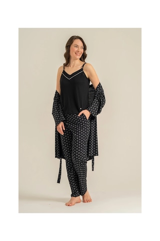 Angbutik Pierre Cardin 9291-s Kadın 3'lü Pijama Takımı Siyah
